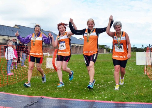 Four members of the new 'Ladies Who Tri' group who work for Angus Council. Karen O'Donnell, Tricia Lowe and Alison Davidson. Image courtesy of John Dempsey, Montrose Images
